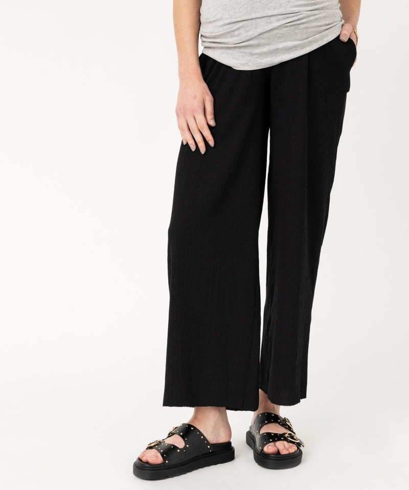 Pantalon de grossesse en maille froissée à taille smockée